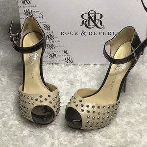 6.5 Rock & Republic Black Patent Studded Stiletto Heels